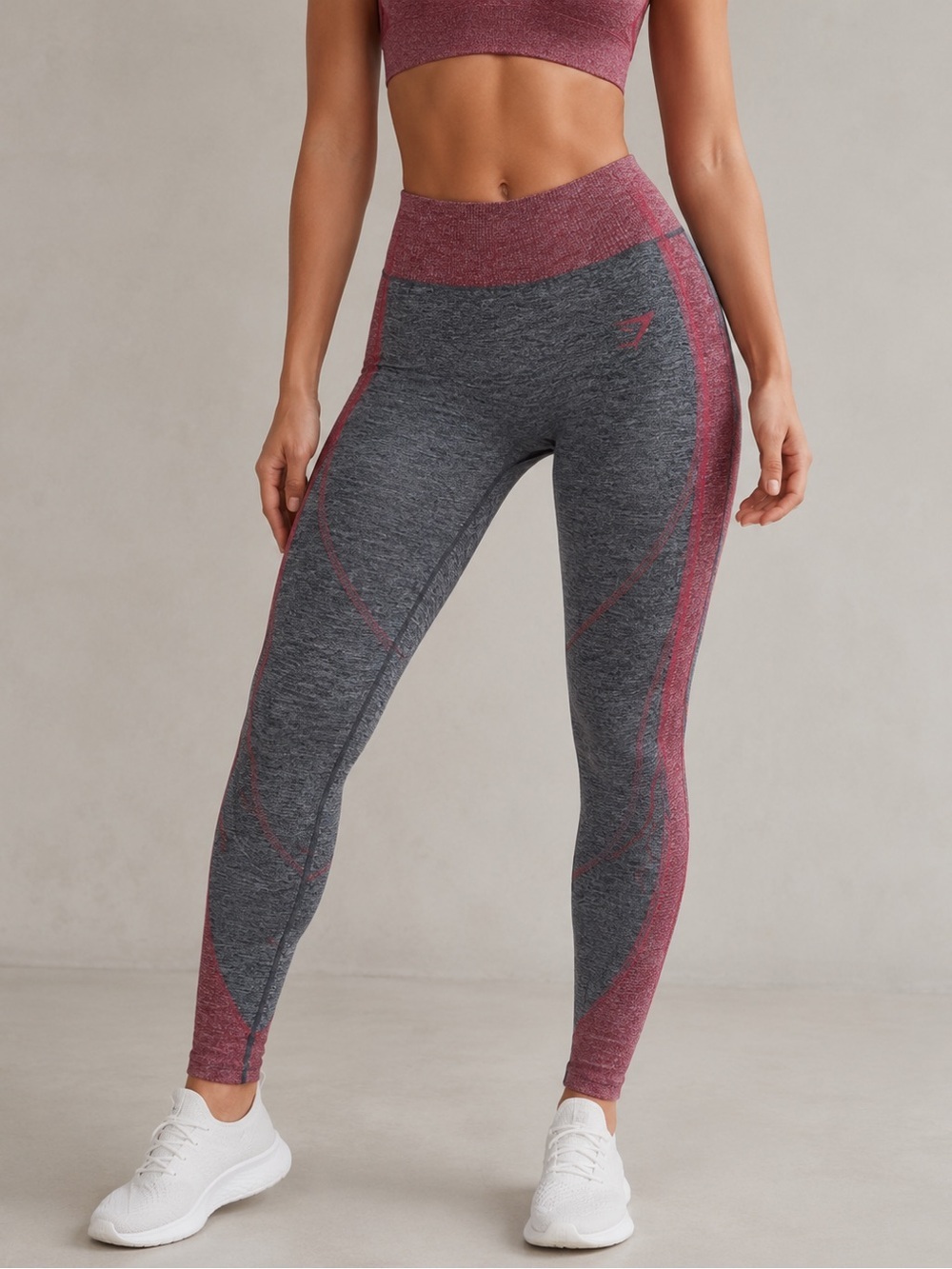 Gymshark Energy+ Seamless Leggings Women’s Size S Charcoal Marl/Red